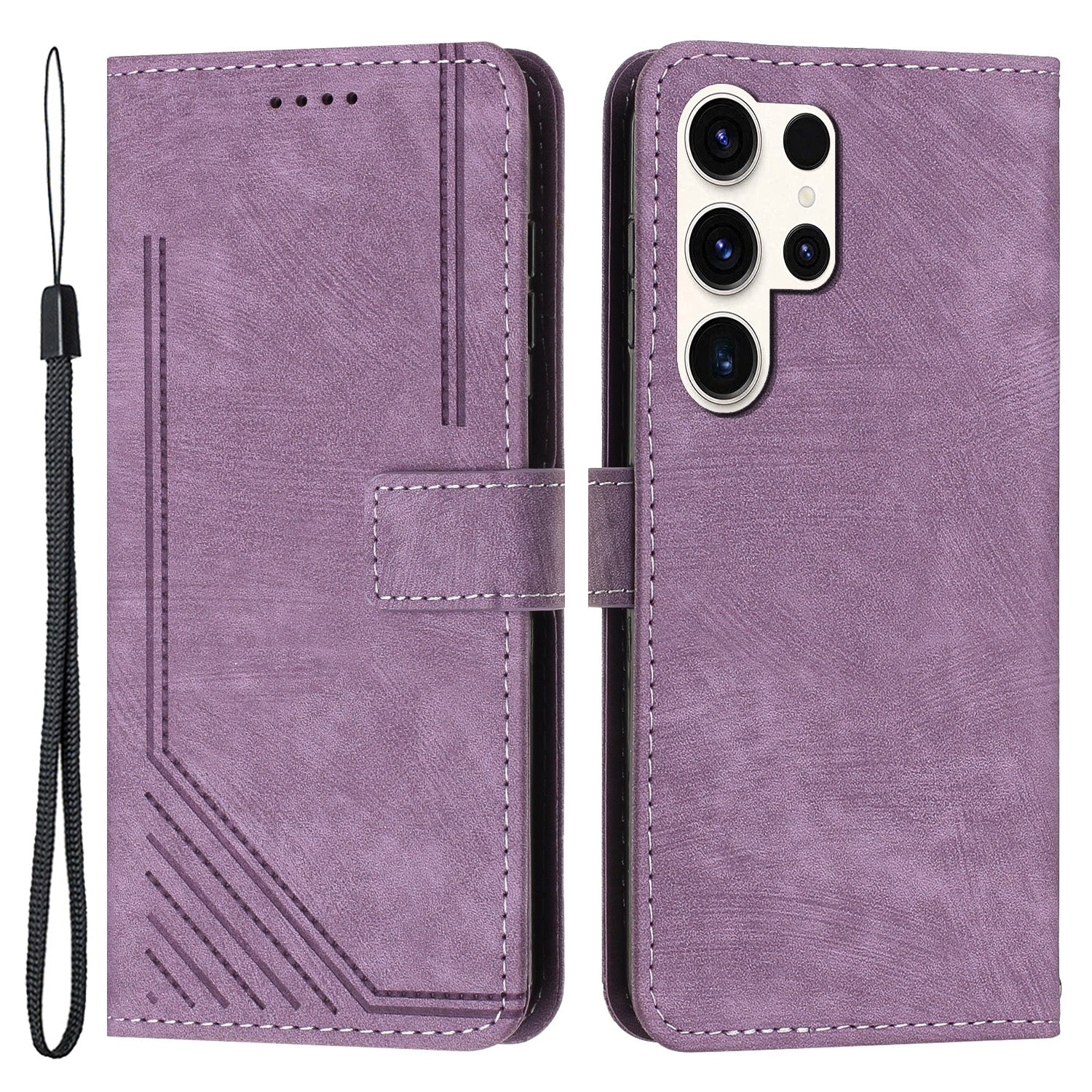 For Samsung Galaxy S23 Ultra Protective Wallet Case Skin-Touch Lines Imprinted PU Leather Phone Cover For Samsung Galaxy S23 Ultra Protective Wallet Case Skin-Touch Lines Imprinted PU Leather Phone Cover